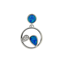 Created Opal Circle of Love Pendant Sterling Silver