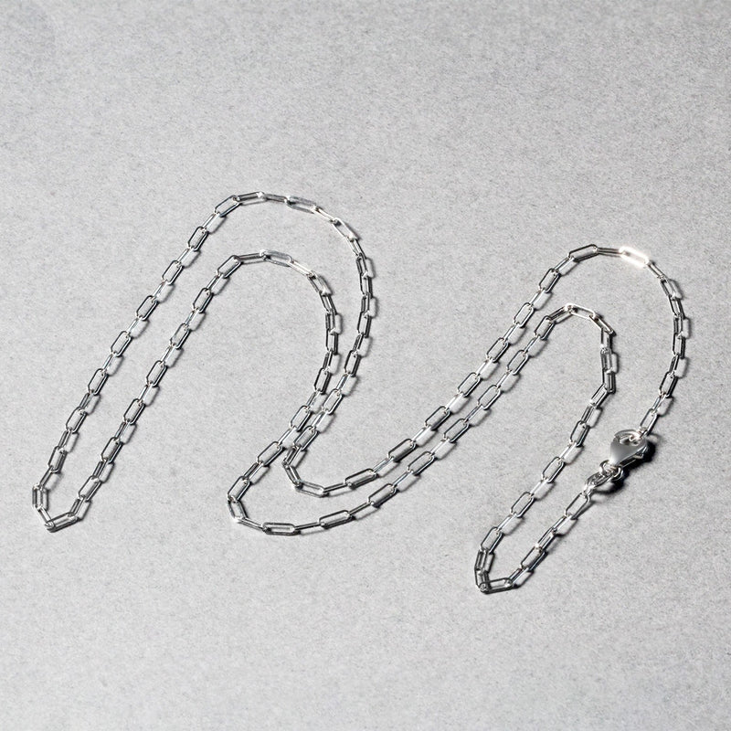14K White Gold Fine Paperclip Chain (1.5mm)