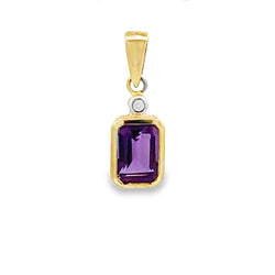 Amethyst Diamond Fashion Pendants 10KT Yellow Gold