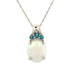 .10ct Created Opal Fashion Pendants 14KT White Gold