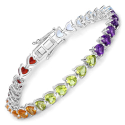 14.42 Carat Genuine Multi Stone .925 Sterling Silver Bracelet