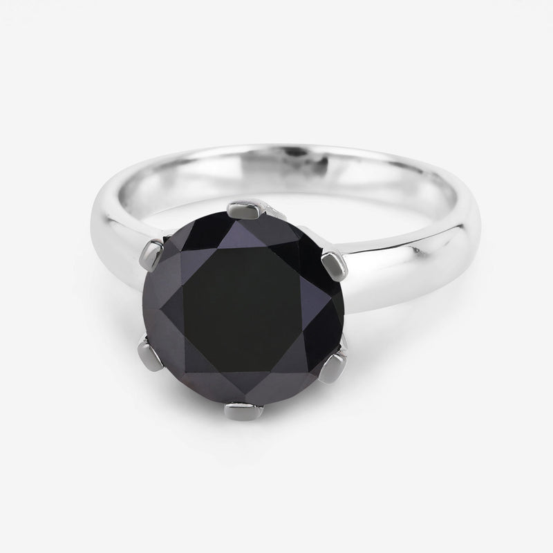 3.31 Carat Genuine Black Diamond 14K White Gold Ring