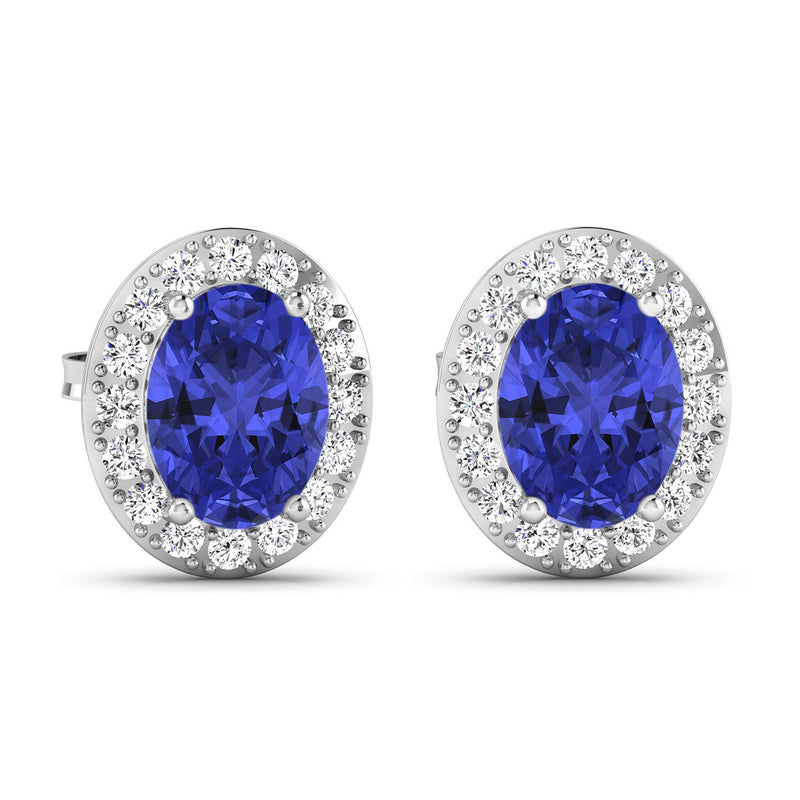 2.63 Carat Genuine Tanzanite and White Diamond 14K White Gold Earrings