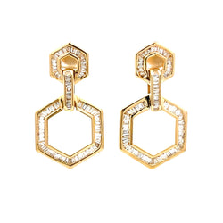 Natural .73ct Diamond Dangle Earrings 14KT Yellow Gold