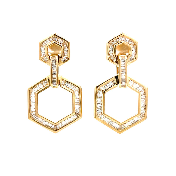 Natural .73ct Diamond Dangle Earrings 14KT Yellow Gold