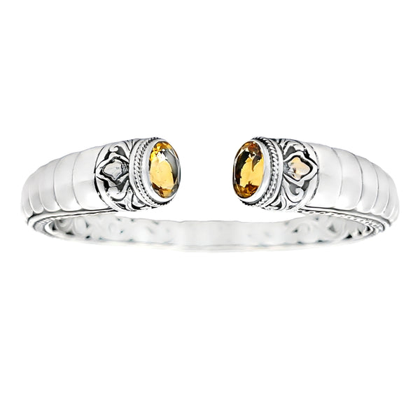 Citrine Bangle Bracelet Sterling Silver 18KT Gold