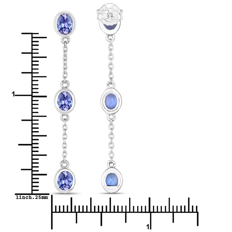 1.98 Carat Genuine Tanzanite .925 Sterling Silver Earrings