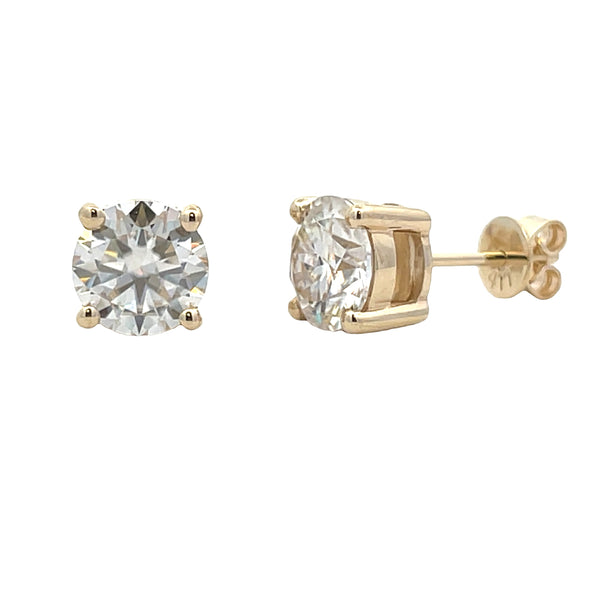 2.20ct Moissanite Stud Earrings 10KT Yellow Gold