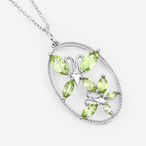 2.10 Carat Genuine Peridot .925 Sterling Silver Pendant