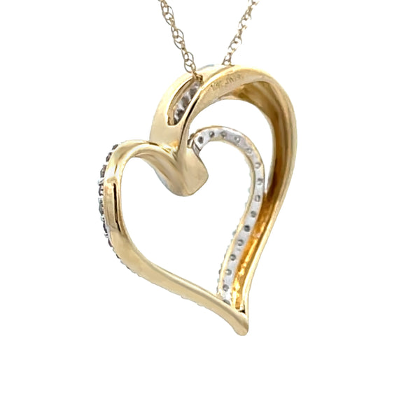 .25ct Diamond Heart Love Pendant 10KT Yellow Gold