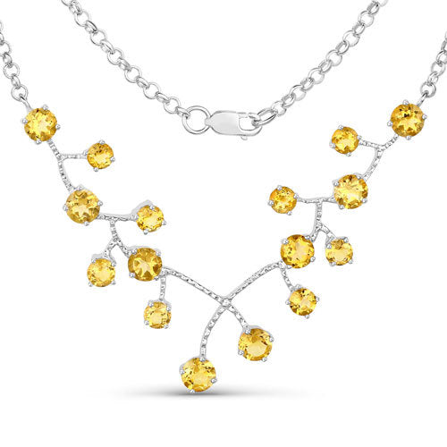 5.44 Carat Genuine Citrine .925 Sterling Silver Necklace