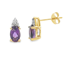 .79ct Amethyst Diamond Earrings 10KT Yellow Gold