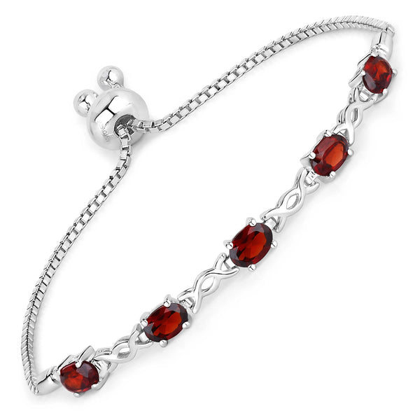 2.55 Carat Genuine Garnet .925 Sterling Silver Bracelet