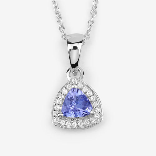 0.75 Carat Genuine Tanzanite .925 Sterling Silver Pendant