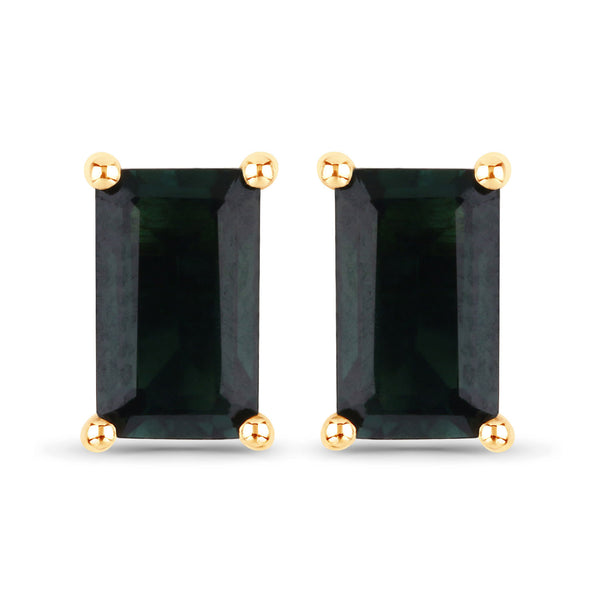 0.64 Carat Genuine Green Tourmaline 14K Yellow Gold Earrings