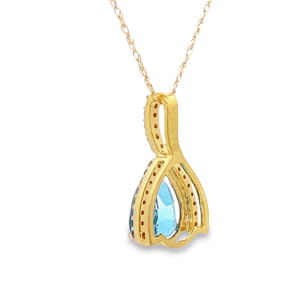 Blue Topaz Diamond Fashion Pendants 10KT Yellow Gold