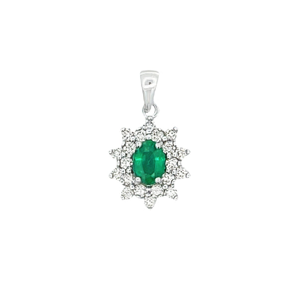 1.43ct Emerald Diamond Fashion Pendants 14KT White Gold