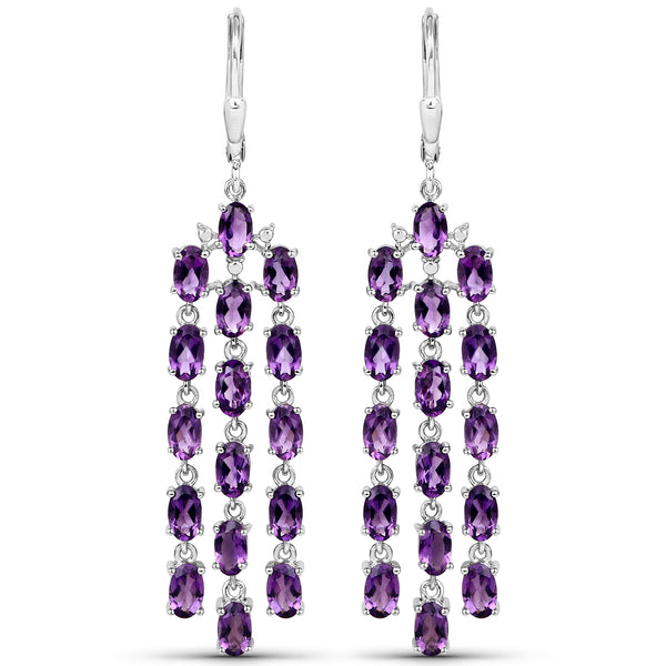 5.76 Carat Genuine Amethyst .925 Sterling Silver Earrings