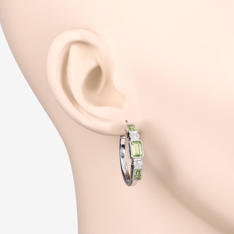 2.40 Carat Genuine Peridot and White Topaz .925 Sterling Silver Earrings