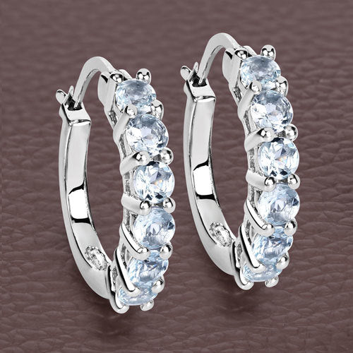 1.44 Carat Genuine Blue Topaz .925 Sterling Silver Earrings