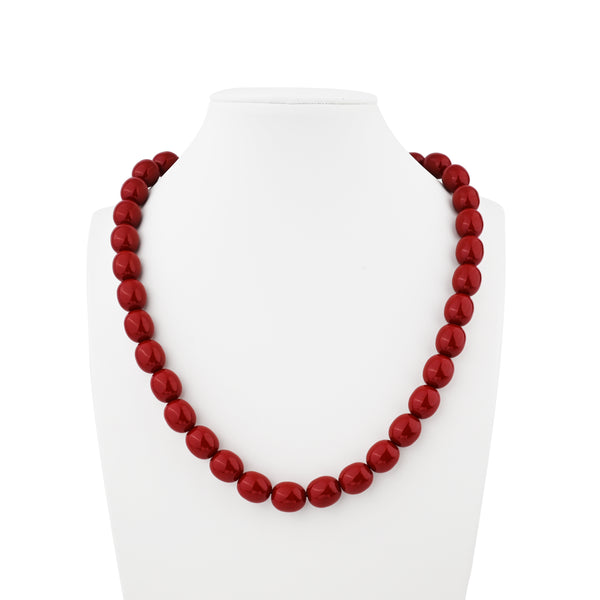 Red Amber Graduated Bead Statement Necklace