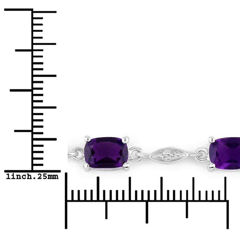 5.72 Carat Genuine Amethyst and White Topaz .925 Sterling Silver Bracelet