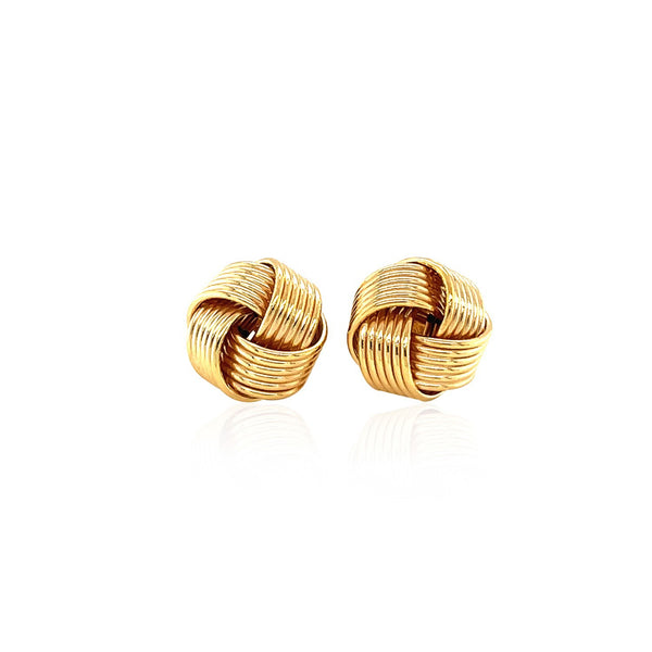 14k Yellow Gold Interlaced Love Knot Stud Earrings