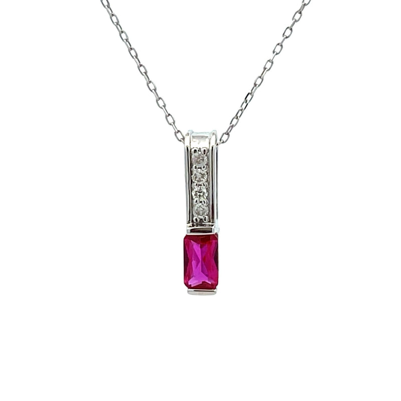 Created Ruby Diamond Fashion Pendants 10KT White Gold