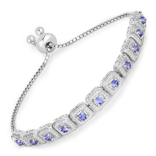 1.10 Carat Genuine Tanzanite .925 Sterling Silver Bracelet