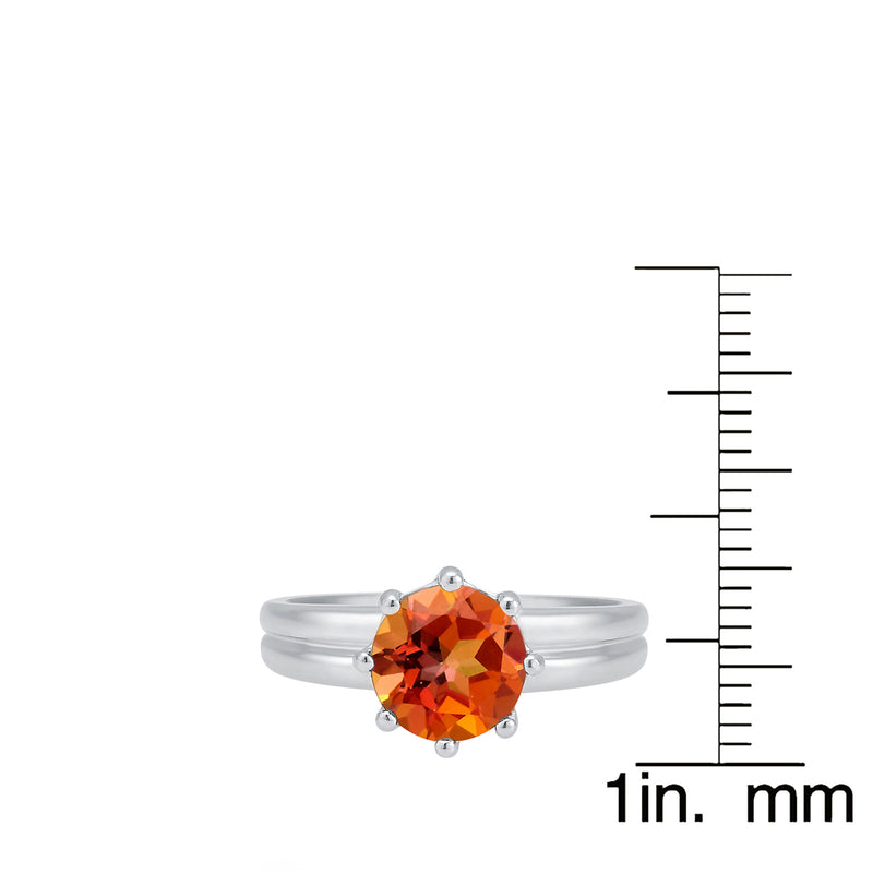 V3 Jewelry Fire Topaz Sterling Silver Solitaire Ring for Women