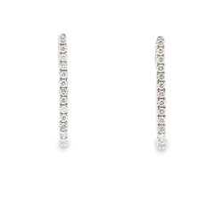 Genuine .41ct Diamond Hoop Earrings 14KT White Gold