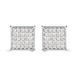 10K White Gold 3/4 Cttw Princess Diamond Composite Stud Earrings (I-J Color, I1-I2 Clarity)