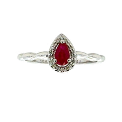 Natural .32ct Ruby Diamond Ring 10KT White Gold