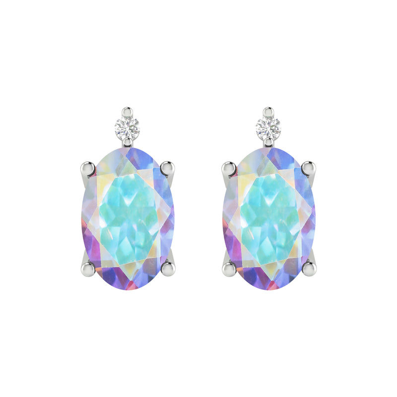 V3 Jewelry Mercury and Mystic Topaz Sterling Silver Stud Earrings Set