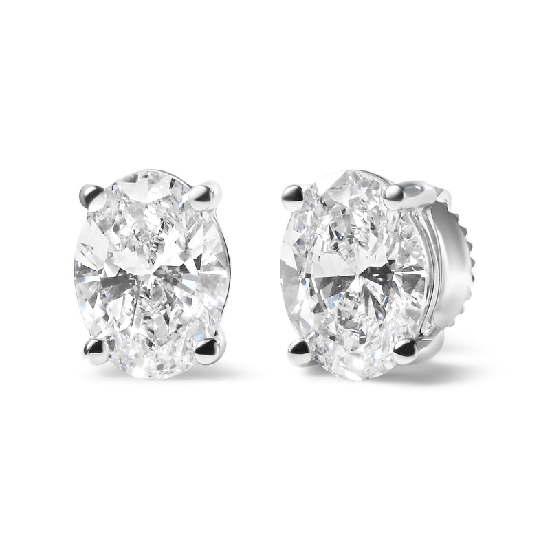 14K White Gold 3/4 Cttw Oval Shape Lab Grown Diamond Solitaire Stud Earrings (F-G Color, VS1-VS2 Clarity)