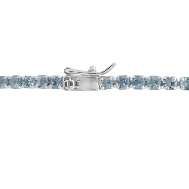 Genuine Blue Topaz Tennis Bracelet Sterling Silver