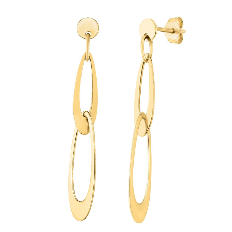 14k Yellow Gold Italian Oval Link Earrings