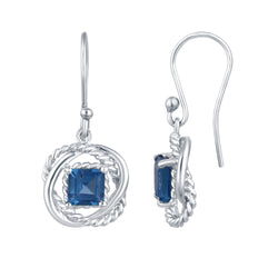 V3 Jewelry Twisted Wire Earrings with 2.75CT Natural London Blue Topaz for Women's