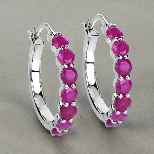 2.80 Carat Genuine Ruby .925 Sterling Silver Earrings