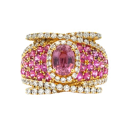 3.75ct Pink Sapphire Diamond Ring 18KT Yellow Gold