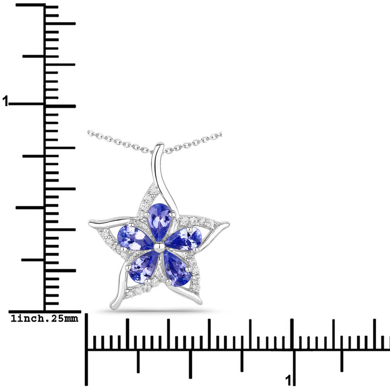 1.17 Carat Genuine Tanzanite and White Zircon .925 Sterling Silver Pendant