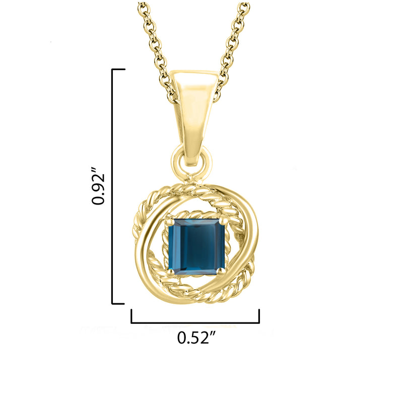 V3 Jewelry 18K Gold Plated with Natural London Blue Topaz Twisted Wire Pendant for Women's