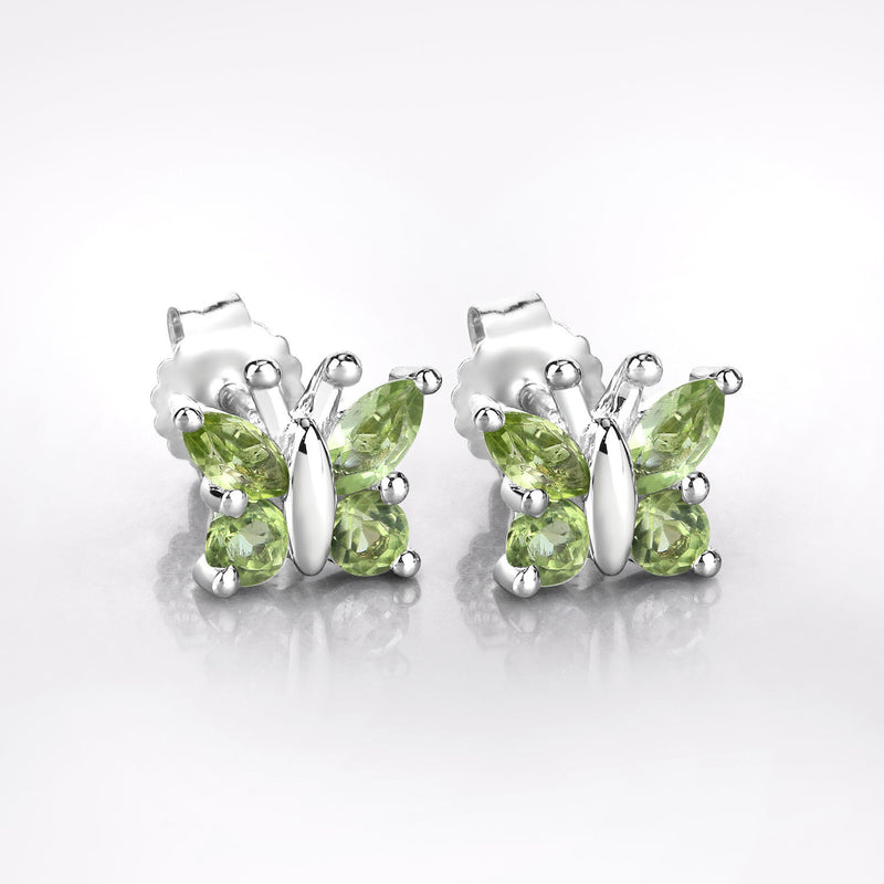 1.00 Carat Genuine Peridot .925 Sterling Silver Earrings