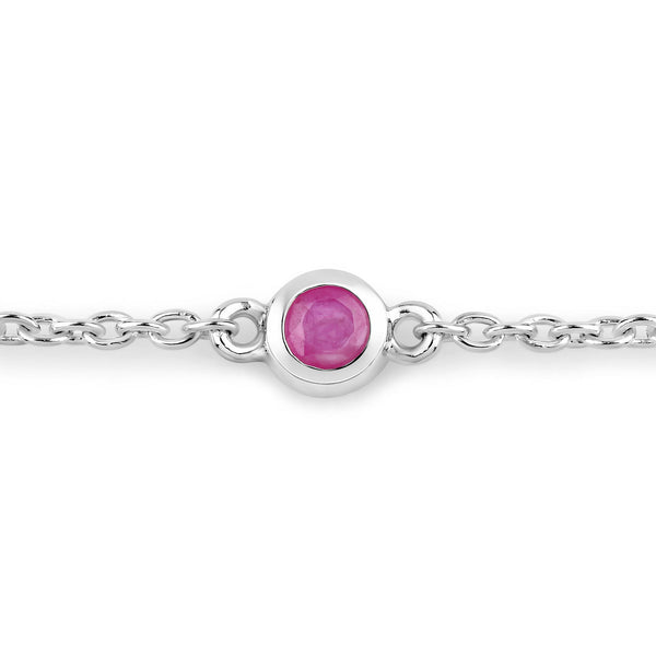 0.65 Carat Genuine Ruby .925 Sterling Silver Bracelet