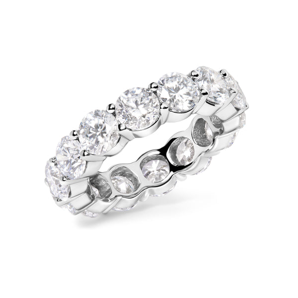 14K White Gold 7.0 Cttw Round Lab-Grown Diamond Eternity Band Ring (F-G Color, VS1-VS2 Clarity) - Ring Size 7