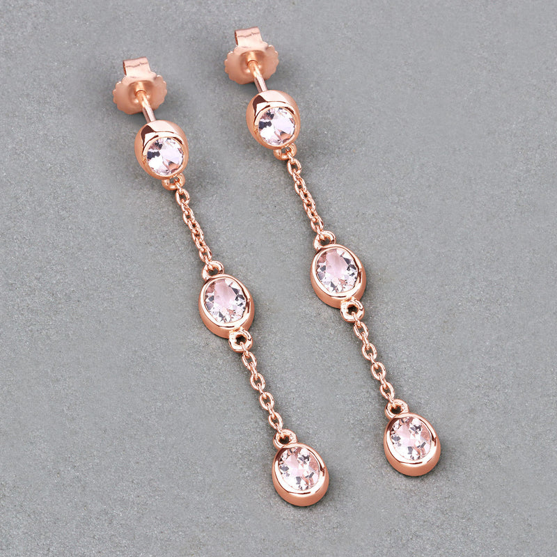 1.62 Carat Genuine Morganite .925 Sterling Silver Earrings