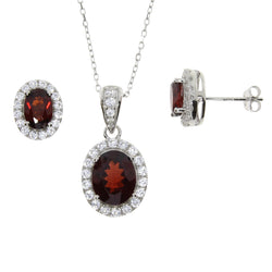 Garnet Created Sapphire Jewelry sets Sterling Silver