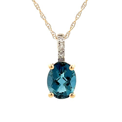 London Blue Topaz Fashion Pendants 14KT Yellow Gold