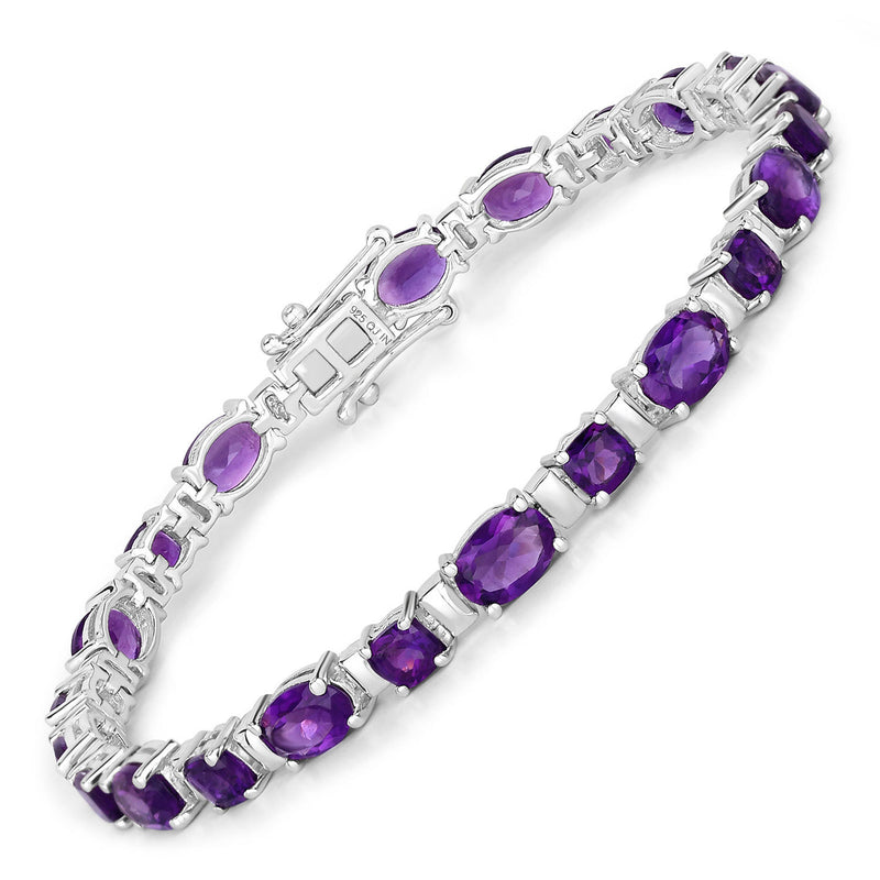 12.68 Carat Genuine Amethyst .925 Sterling Silver Bracelet