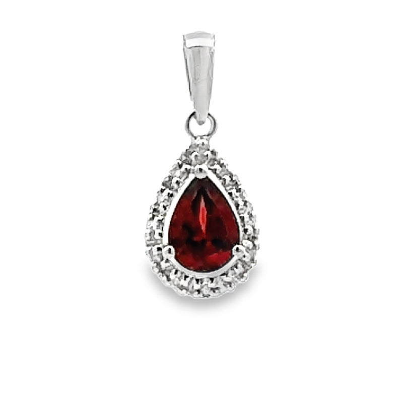 .90ct Garnet Diamond Fashion Pendants 10KT White Gold